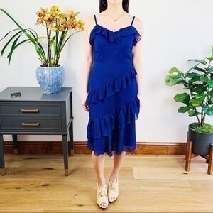 A.B.S. Ruffle mini blue purple dress